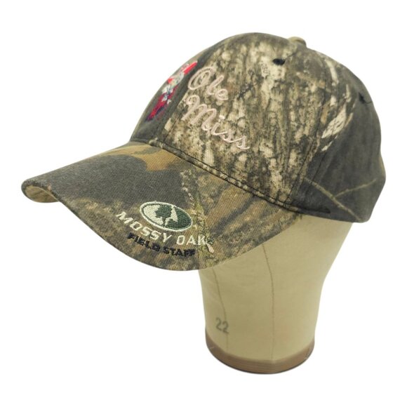 Mossy Oak Field Staff Ole Miss Rebels Camo Strapback Cap Trucker Baseball Hat - Picture 2 of 15